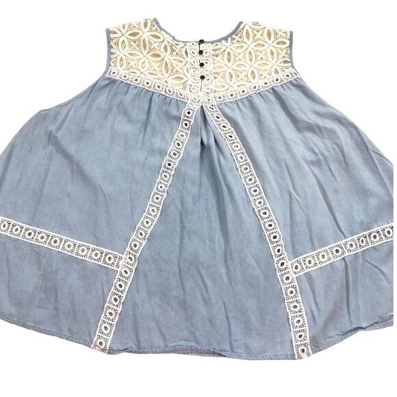 Hint of Mint Sleeveless Lace Top Oversized Relaxed Top shirt Size 3X - Picture 2 of 9